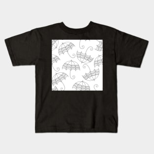 Noncolored Flying Umbrellas Print Kids T-Shirt